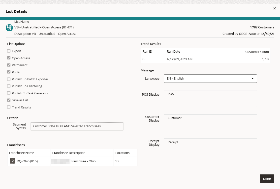 This figure shows the List Details