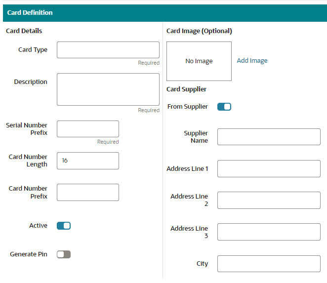 Card Definition Tab