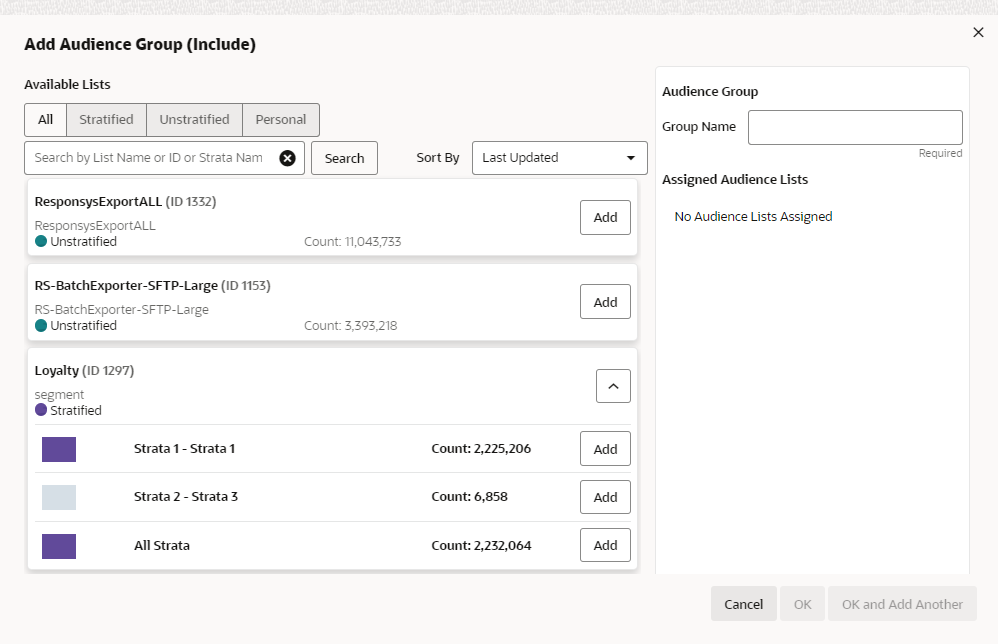 This figure shows the Add Audience Group - Include