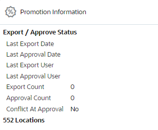 Promotion Information - Export/Approve Status (All Tiles)