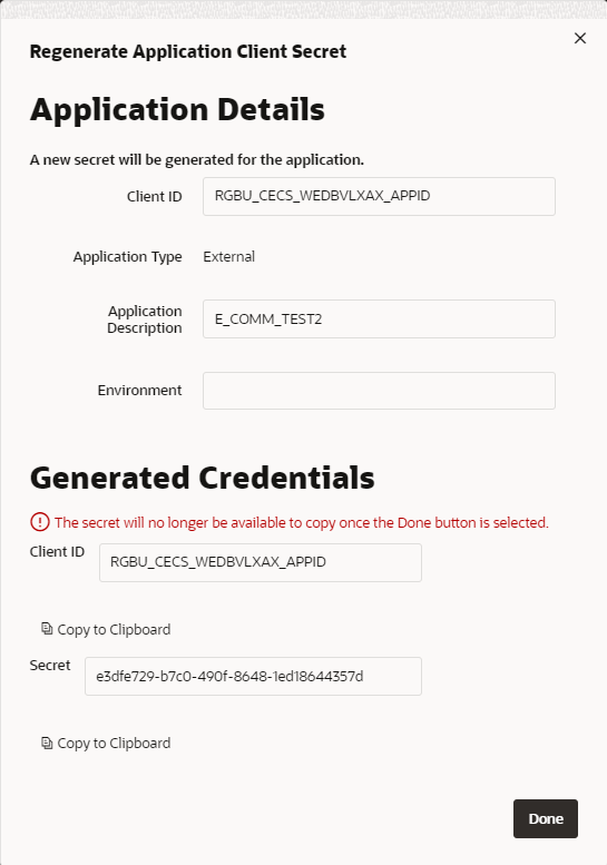 Generated Credentials