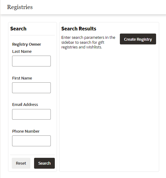 This figure shows the Registries Page