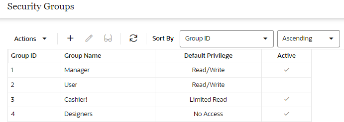 This figure shows the Security Groups