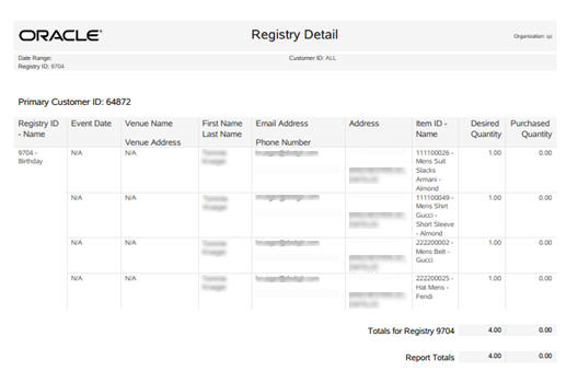 This figure shows the Registry Report