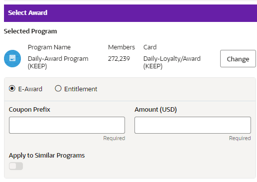 This figure shows the Award Program Certificate Options
