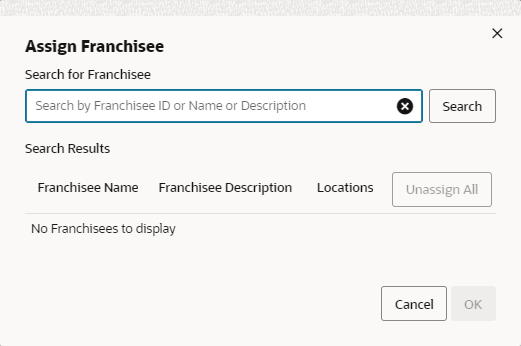 This figure shows the Assign Franchisee