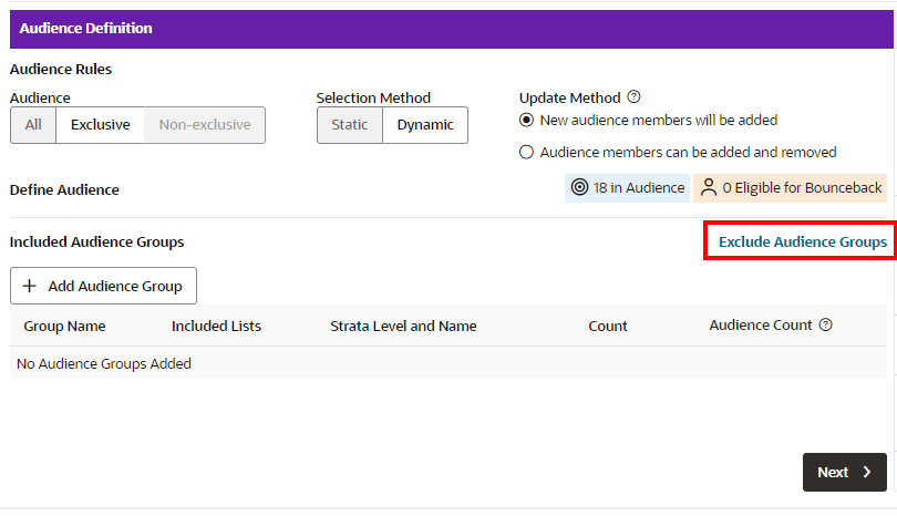 Audience Definition - Exclude Audience Groups