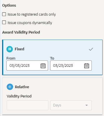 This figure shows the Select Award Certificate Options