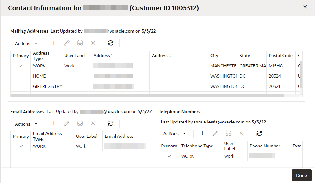 This figure shows the Edit Customer Contact Information