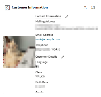 This figure shows the Customer Information