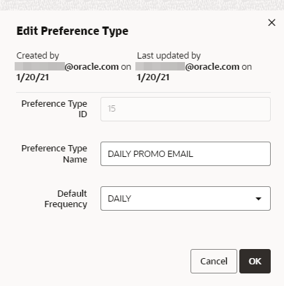 This figure shows the Edit Preference Type