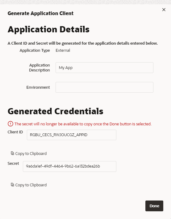 Generated Credentials