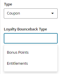 Loyalty Bounceback Type Filter Options