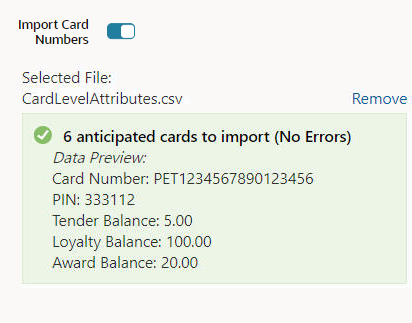 Import Card Numbers