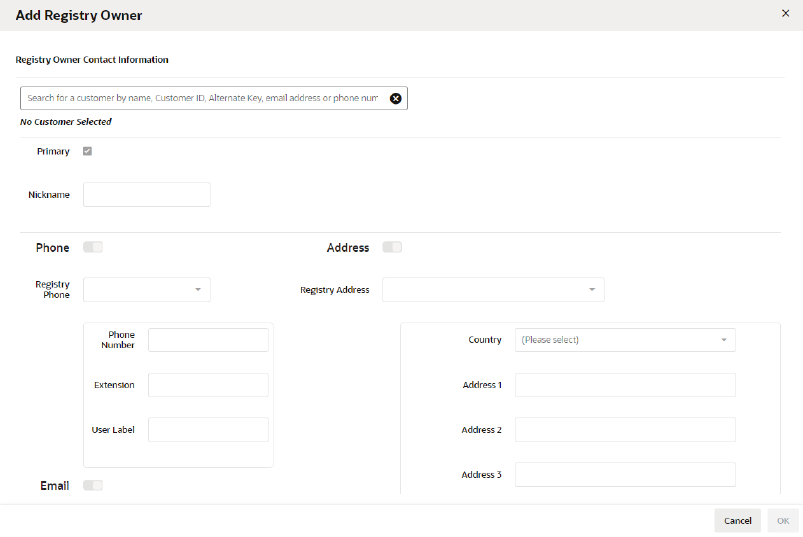 This figure shows the Add Registry Owner