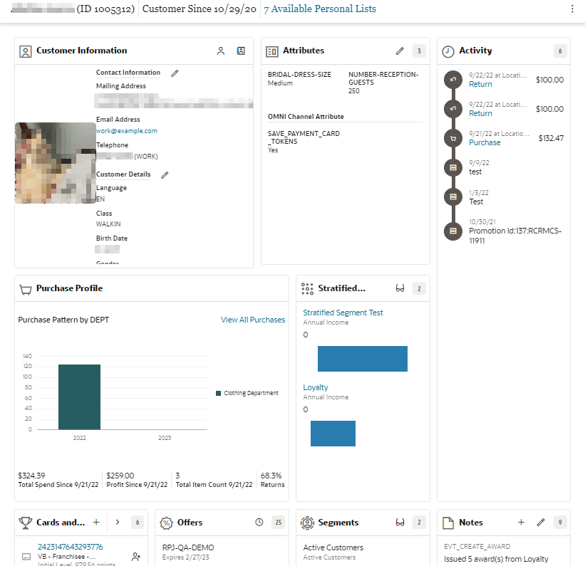 This figure shows the Customer Dashboard
