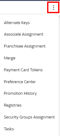 This figure shows the Actions Menu