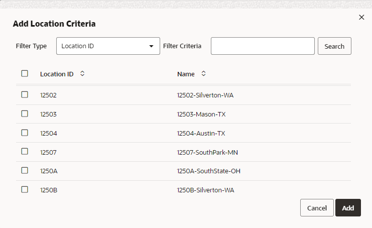 Add Location Criteria
