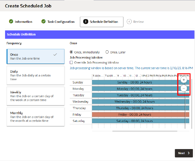 Scheduled Definition Tab