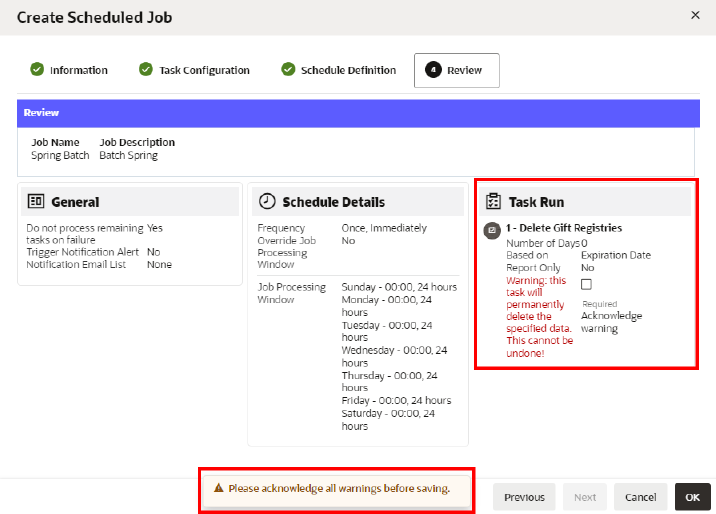 Review Tab - Confirm Choice Warning