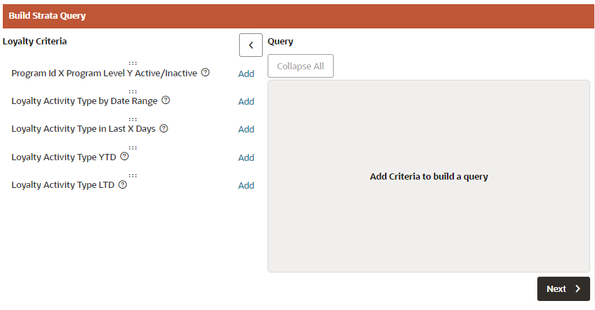 This figure shows the Build Strata Query: Loyalty