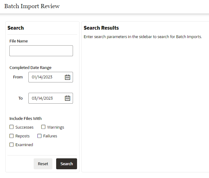 Batcvh Import Review - Search