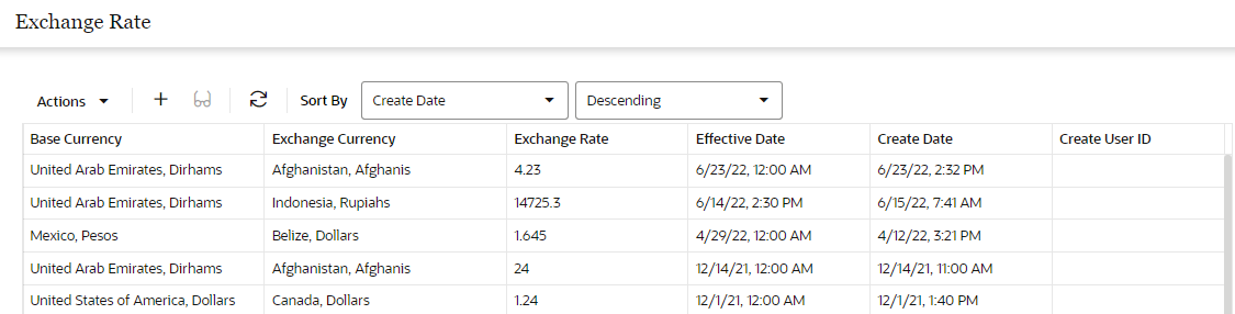 This figure shows the Exchange Rate Window This figure shows the Exchange Rate Window