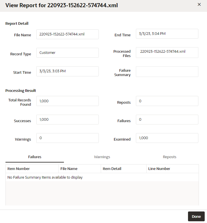 View Report For FIle Name Selected