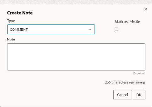 This figure shows the Create Note