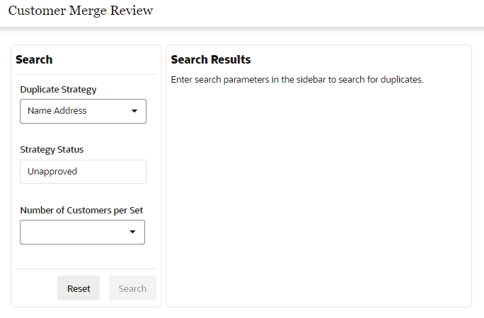 Customer Merge Review Search Panel