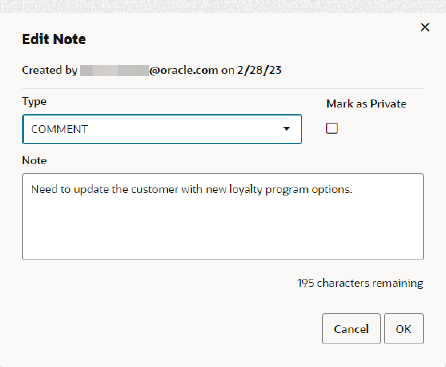 This figure shows the Edit Note