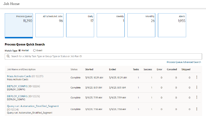 Job Management - Process Queue Tile