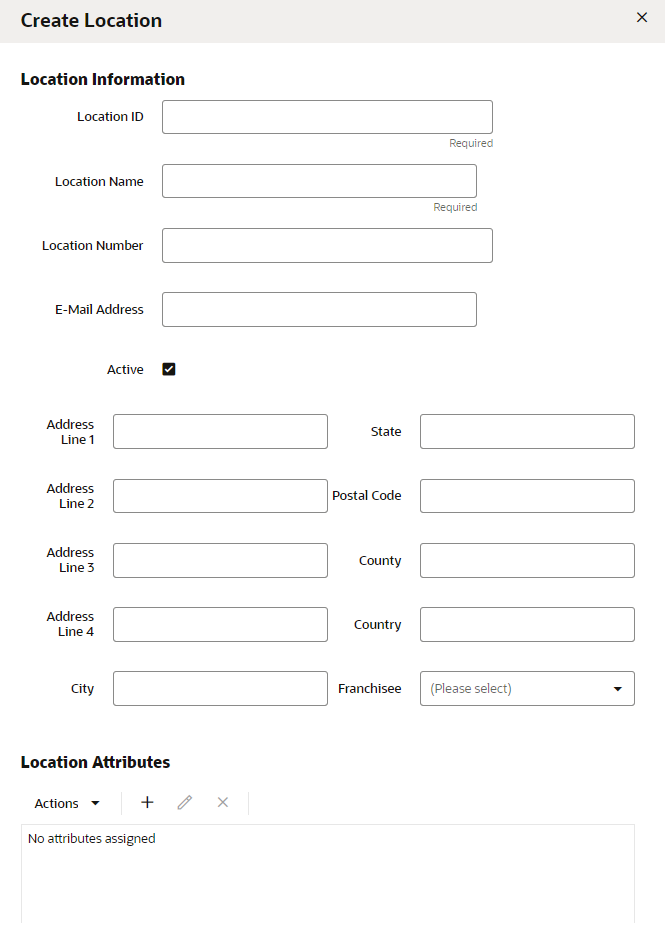 This figure shows the Create Location