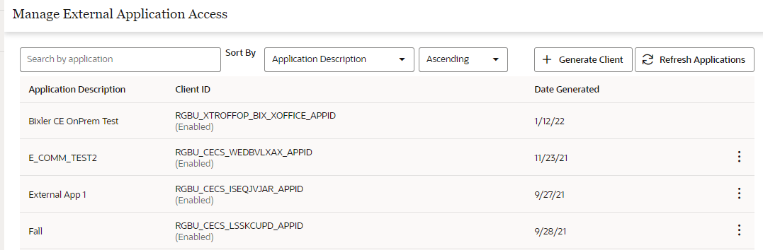 Manage External Application Access