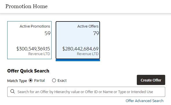 This figure shows the Promotion Home Active Offers Metric Tile
