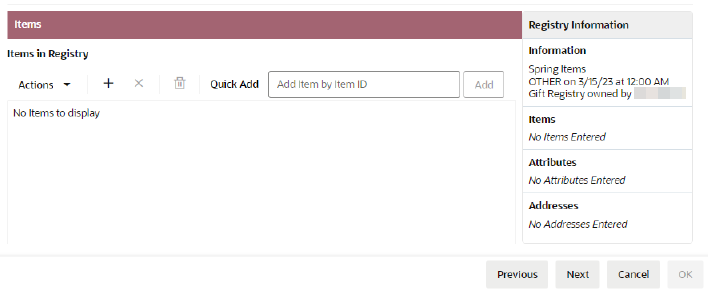 This figure shows the Create Registry Items This figure shows the Create Registry Items
