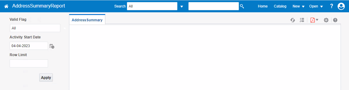 This figure shows the Report Criteria Entry Screen