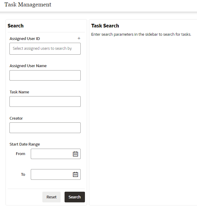 This figure shows the Search Panel Options