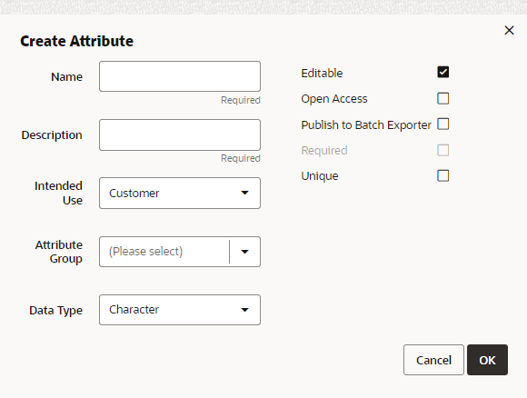 This figure shows the Create Attribute