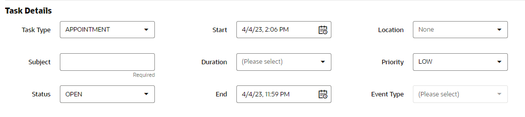 This figure shows the Task Details