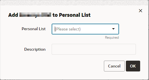 This figure shows the add customer to personal list.
