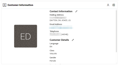 This figure shows the Customer Information