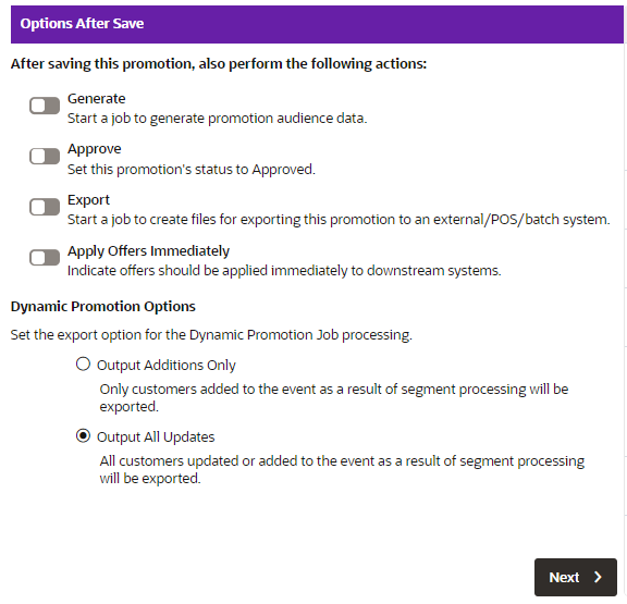 Options After Save Tab