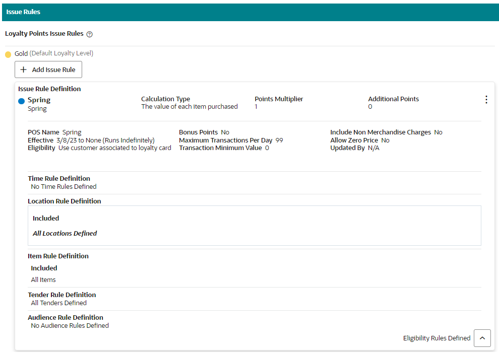 Issue Rule Definition