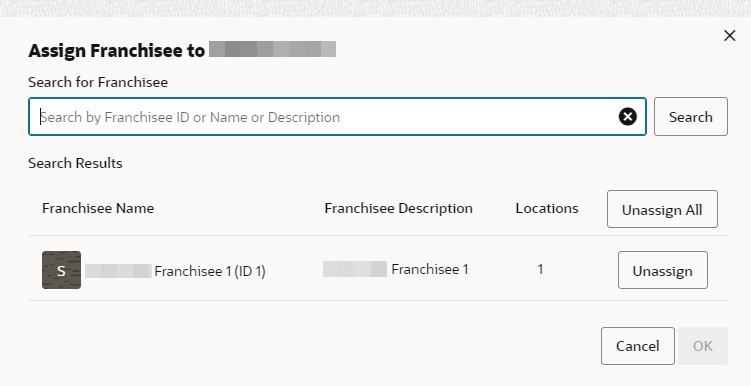 This figure shows the Assign Franchisee