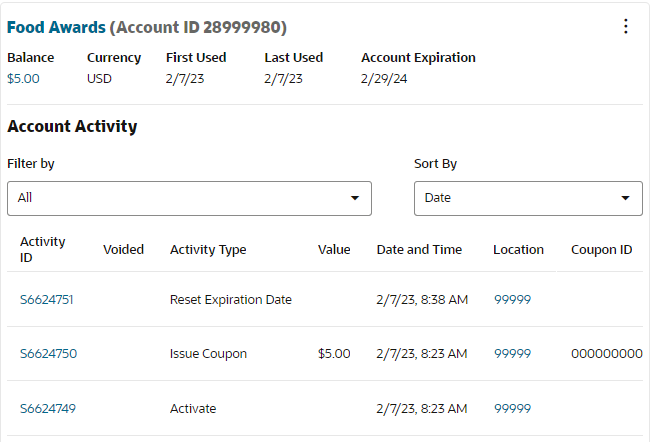 Award Account Information