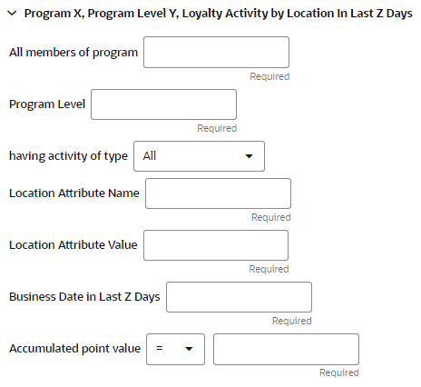 This figure shows the Program X, Program Level Y, Loyalty Activity by Location in Last Z Days This figure shows the Program X, Program Level Y, Loyalty Activity by Location in Last Z Days