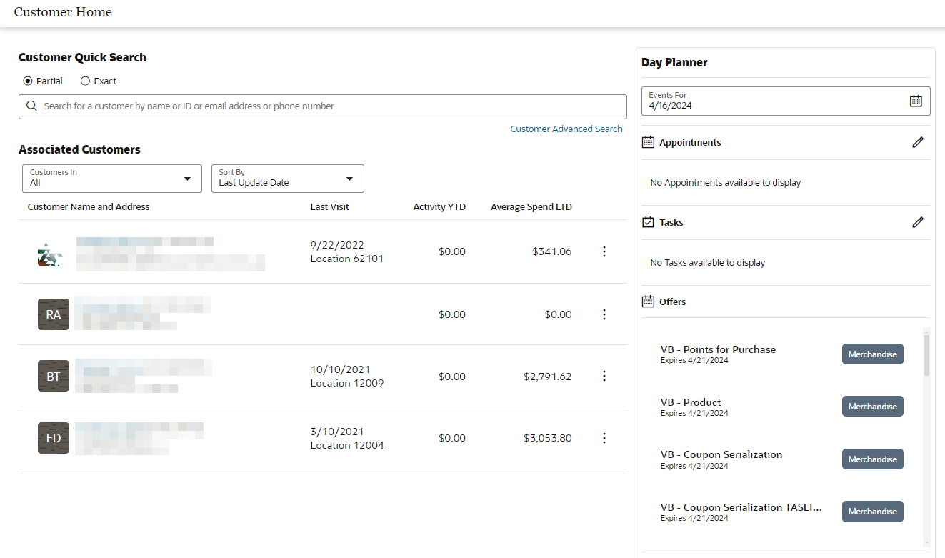 This figure is the Customer Home Page.