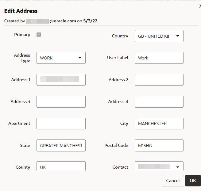 This figure shows the Edit Address dialog