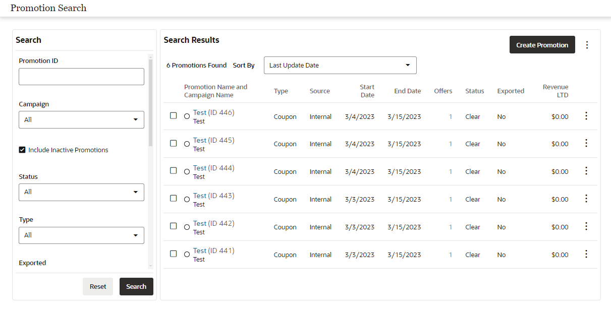 This figure shows the Promotion Search